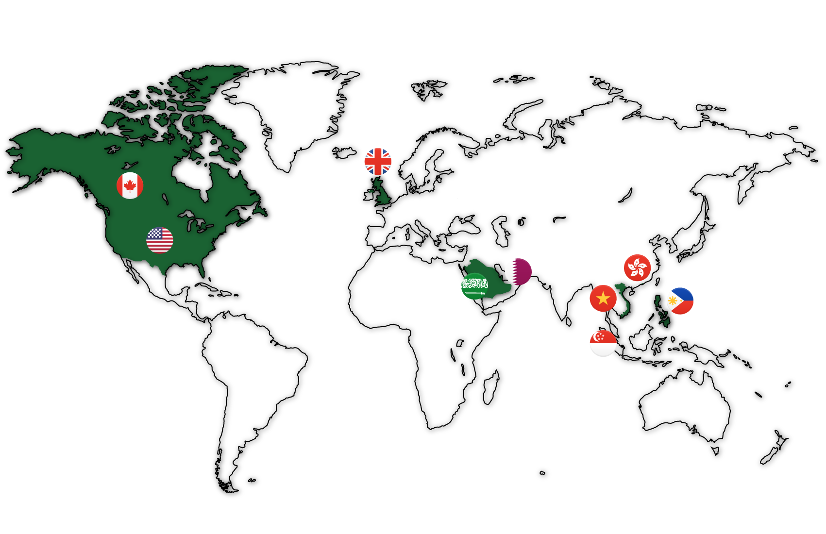 Map showing different locations of Mach7 customers